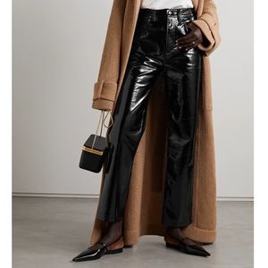 Agolde Black Patent Straight-Leg Pants